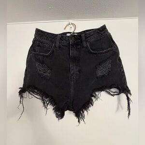 🌿 Forever 21 Shorts Destroyed Distressed Size 27 Black Denim Festival Wear Beach